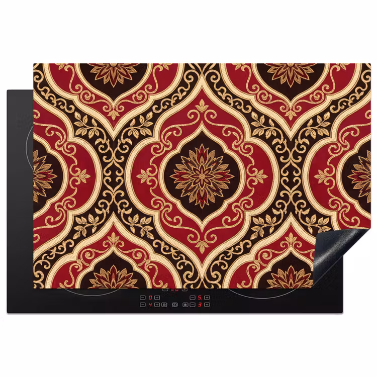 Inductiebeschermer - Patroon - Ornament - Barok - Rood - Goud — 1