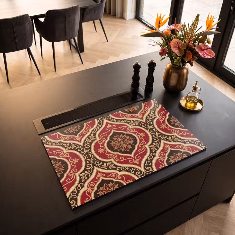 Inductiebeschermer - Patroon - Ornament - Barok - Rood - Goud — 2