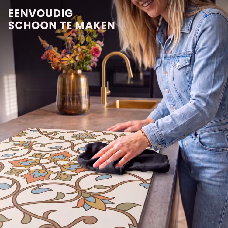 Inductiebeschermer & spatscherm (2in1) - Patroon - Bloemen - Ornament - Kleurrijk — 5