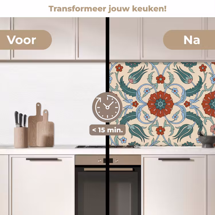 Keuken achterwand - Bloemen - Patroon - Klassiek - Decoratie - Kleurrijk — 3