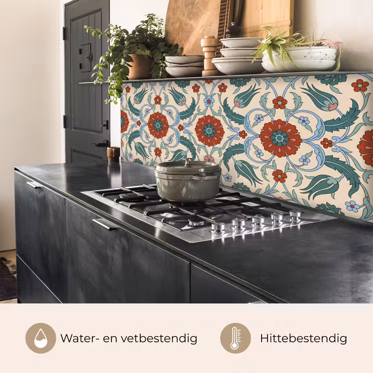 Keuken achterwand - Bloemen - Patroon - Klassiek - Decoratie - Kleurrijk — 5