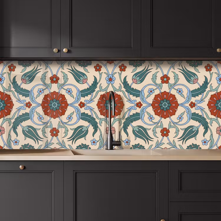 Keuken achterwand - Bloemen - Patroon - Klassiek - Decoratie - Kleurrijk — 6