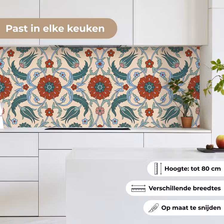 Keuken achterwand - Bloemen - Patroon - Klassiek - Decoratie - Kleurrijk — 7