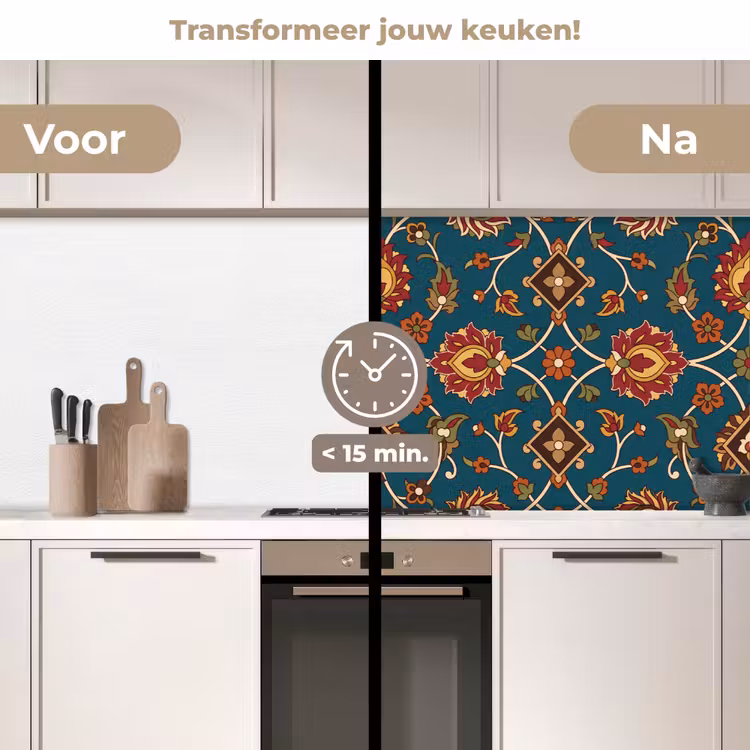 Keuken achterwand - Ornament - Flora - Traditioneel - Klassiek - Blauwgroen — 3