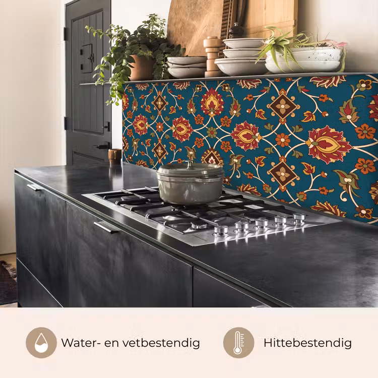 Keuken achterwand - Ornament - Flora - Traditioneel - Klassiek - Blauwgroen — 5