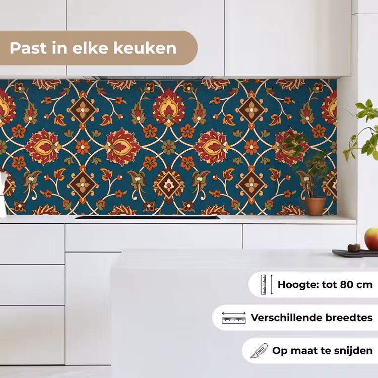 Keuken achterwand - Ornament - Flora - Traditioneel - Klassiek - Blauwgroen — 7