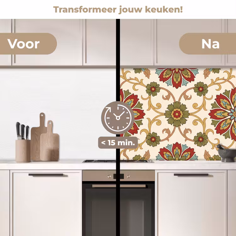 Keuken achterwand - Patroon - Bloemen - Ornament - Klassiek - Kleurrijk — 3