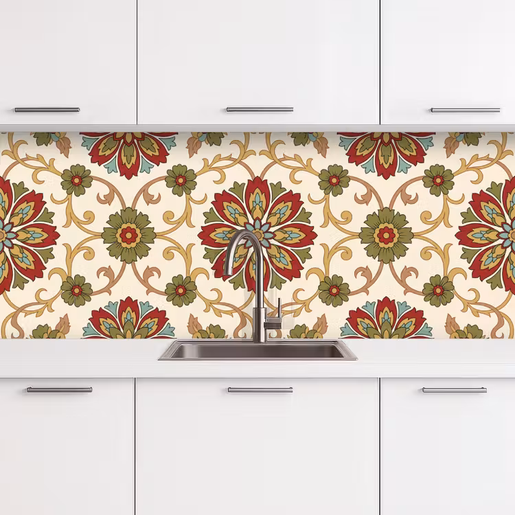 Keuken achterwand - Patroon - Bloemen - Ornament - Klassiek - Kleurrijk — 4