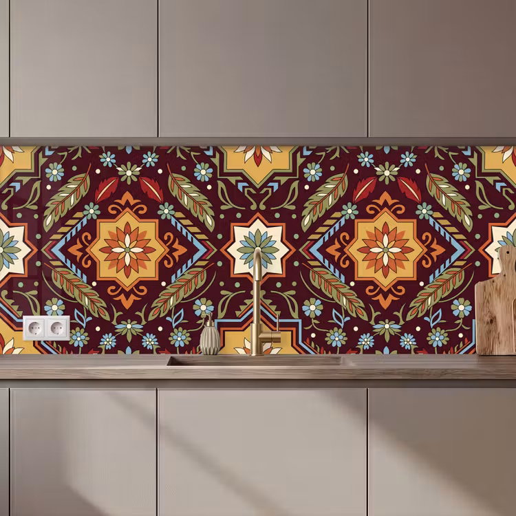 Keuken achterwand - Patroon - Floraal - Geometrisch - Kleurrijk - Decoratie — 1