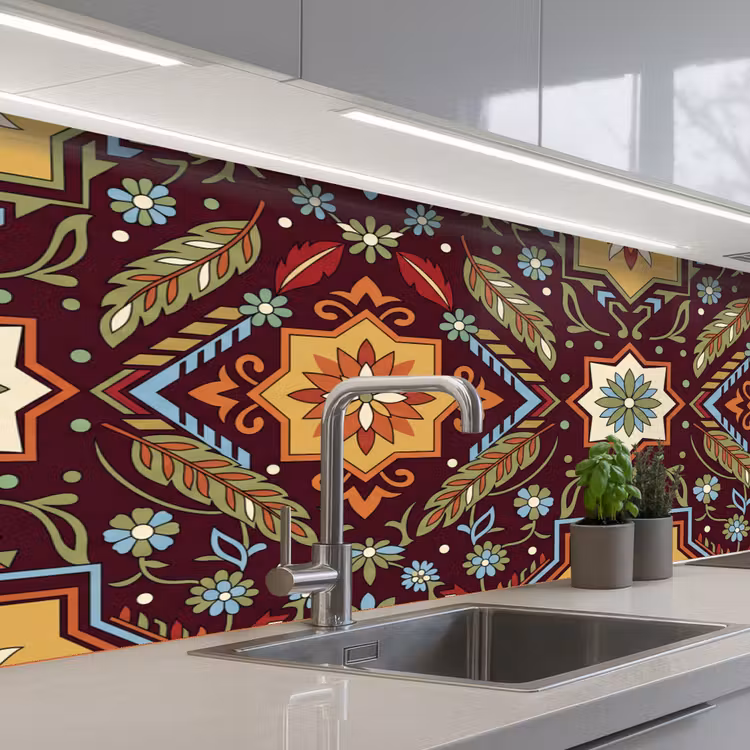 Keuken achterwand - Patroon - Floraal - Geometrisch - Kleurrijk - Decoratie — 2