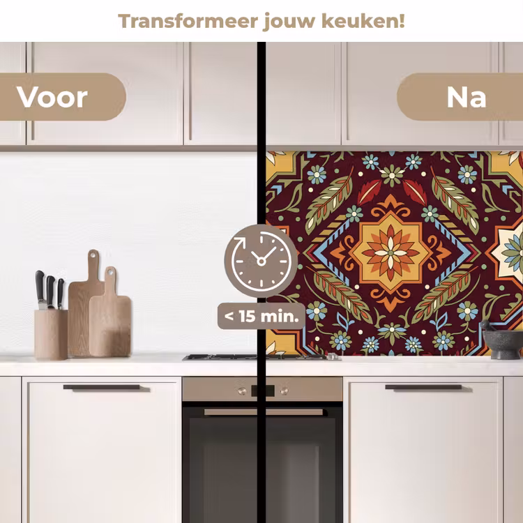 Keuken achterwand - Patroon - Floraal - Geometrisch - Kleurrijk - Decoratie — 3