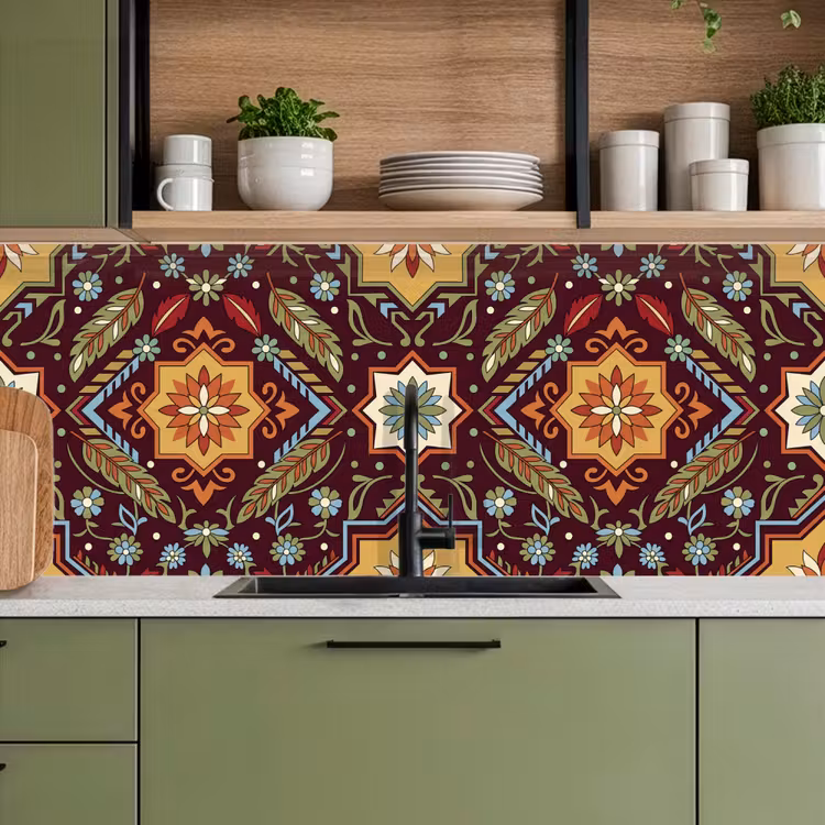 Keuken achterwand - Patroon - Floraal - Geometrisch - Kleurrijk - Decoratie — 8