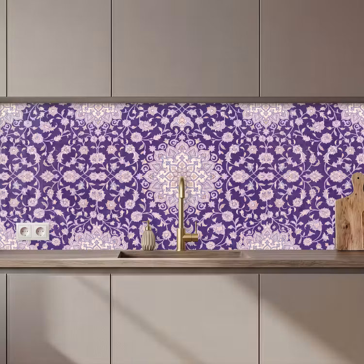 Keuken achterwand - Patroon - Medallion - Oosters - Paars - Decoratie — 1