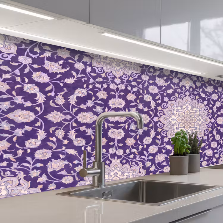 Keuken achterwand - Patroon - Medallion - Oosters - Paars - Decoratie — 2