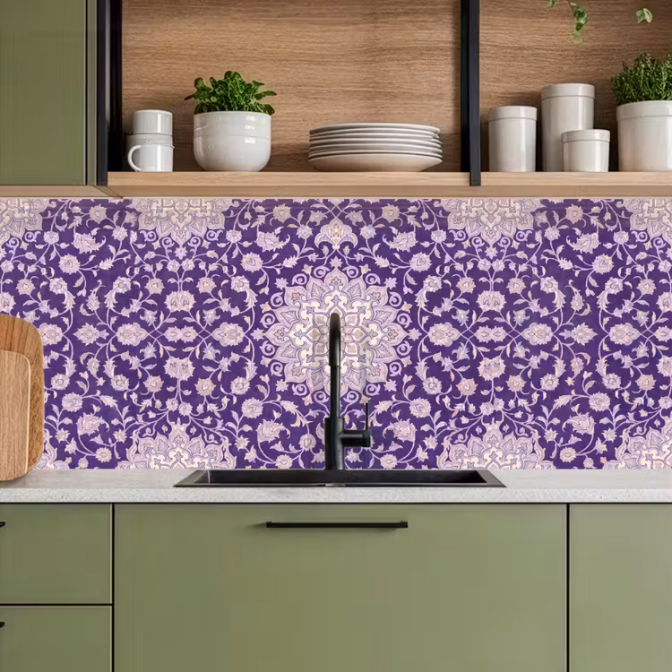 Keuken achterwand - Patroon - Medallion - Oosters - Paars - Decoratie — 8