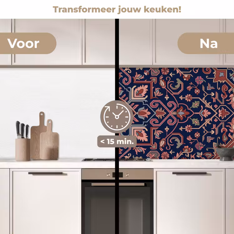 Keuken achterwand - Patroon - Oosters - Floraal - Blauw - Klassiek — 3