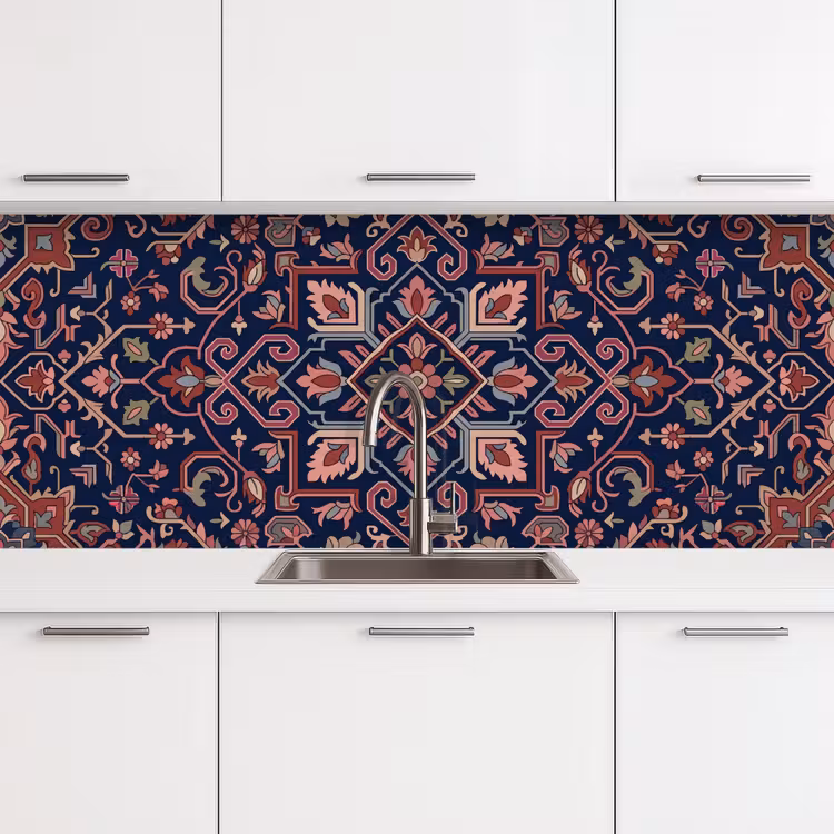 Keuken achterwand - Patroon - Oosters - Floraal - Blauw - Klassiek — 4