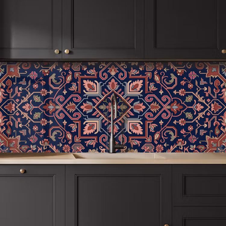 Keuken achterwand - Patroon - Oosters - Floraal - Blauw - Klassiek — 6