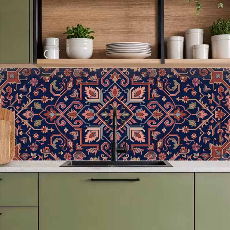 Keuken achterwand - Patroon - Oosters - Floraal - Blauw - Klassiek — 8
