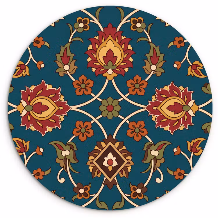 Muurcirkel - Ornament - Flora - Traditioneel - Klassiek - Blauwgroen — 1