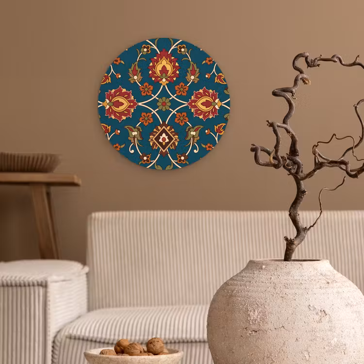 Muurcirkel - Ornament - Flora - Traditioneel - Klassiek - Blauwgroen — 2