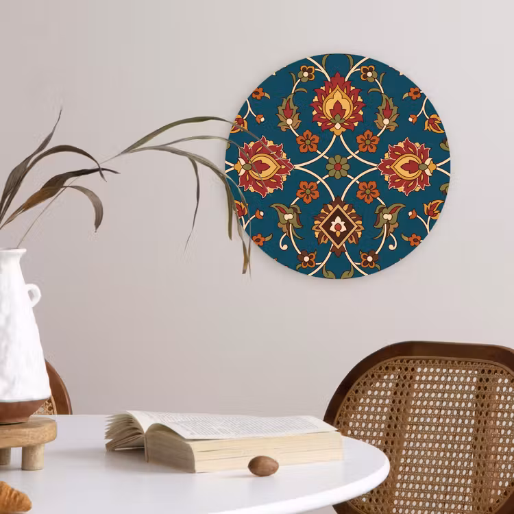 Muurcirkel - Ornament - Flora - Traditioneel - Klassiek - Blauwgroen — 4