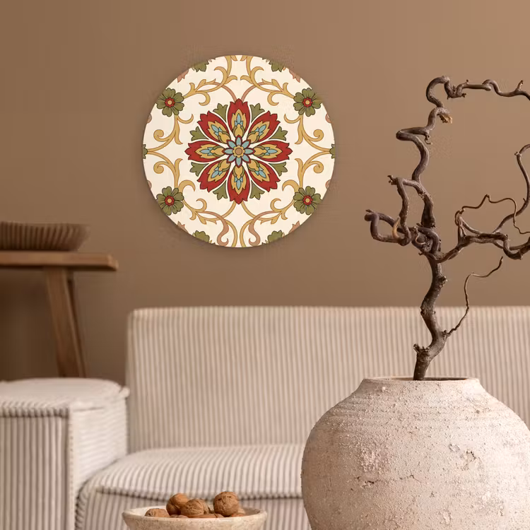 Muurcirkel - Patroon - Bloemen - Ornament - Klassiek - Kleurrijk — 2