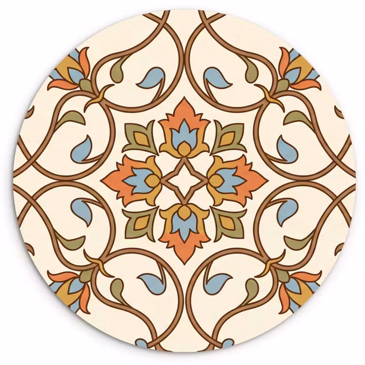 Muurcirkel - Patroon - Bloemen - Ornament - Kleurrijk — 1