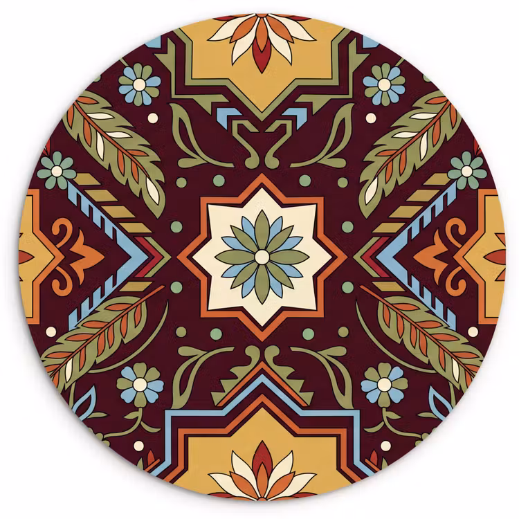 Muurcirkel - Patroon - Floraal - Geometrisch - Kleurrijk - Decoratie — 1