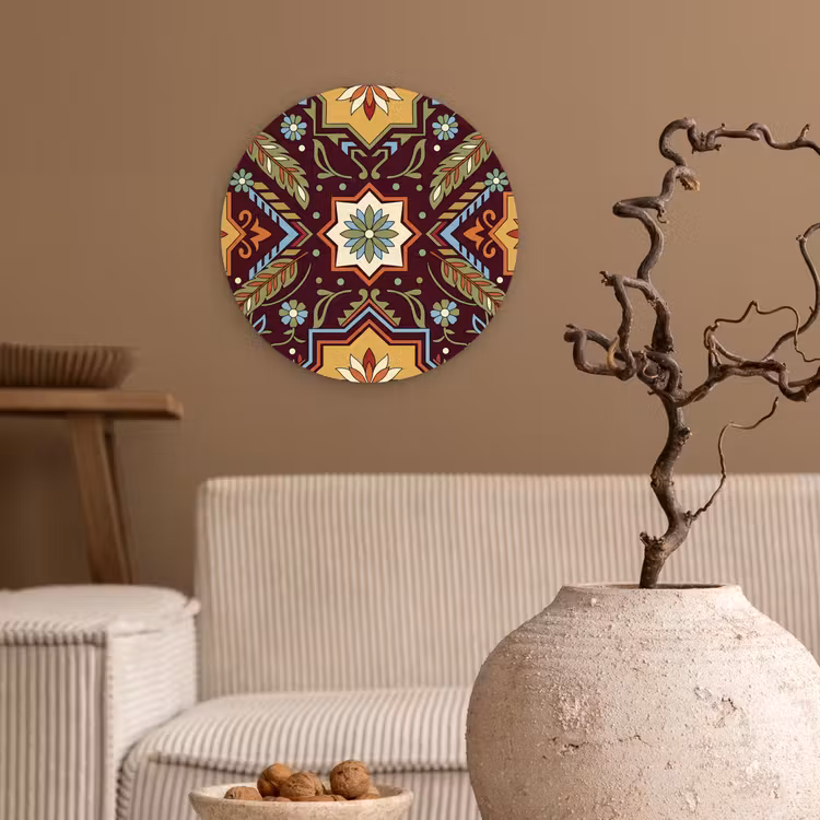 Muurcirkel - Patroon - Floraal - Geometrisch - Kleurrijk - Decoratie — 2