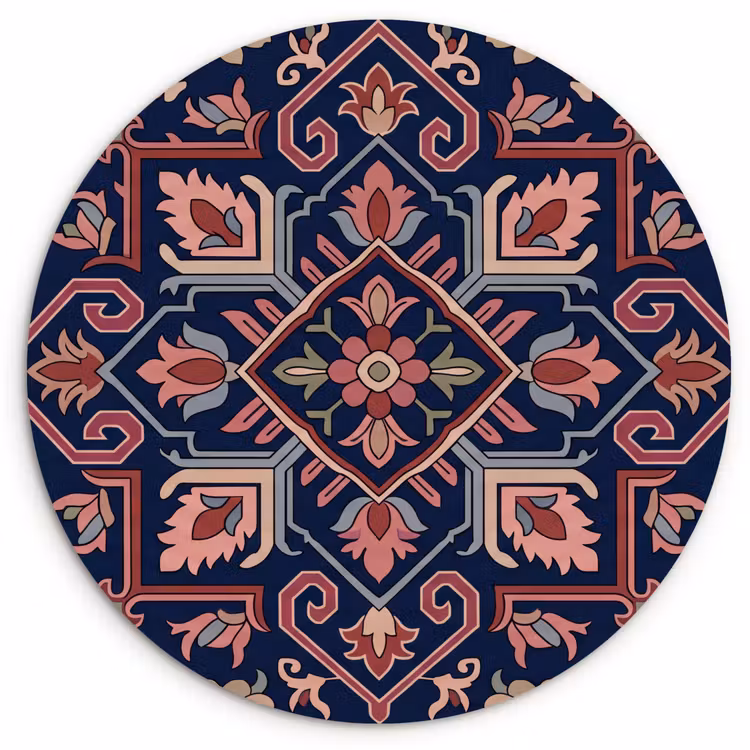 Muurcirkel - Patroon - Oosters - Floraal - Blauw - Klassiek — 1