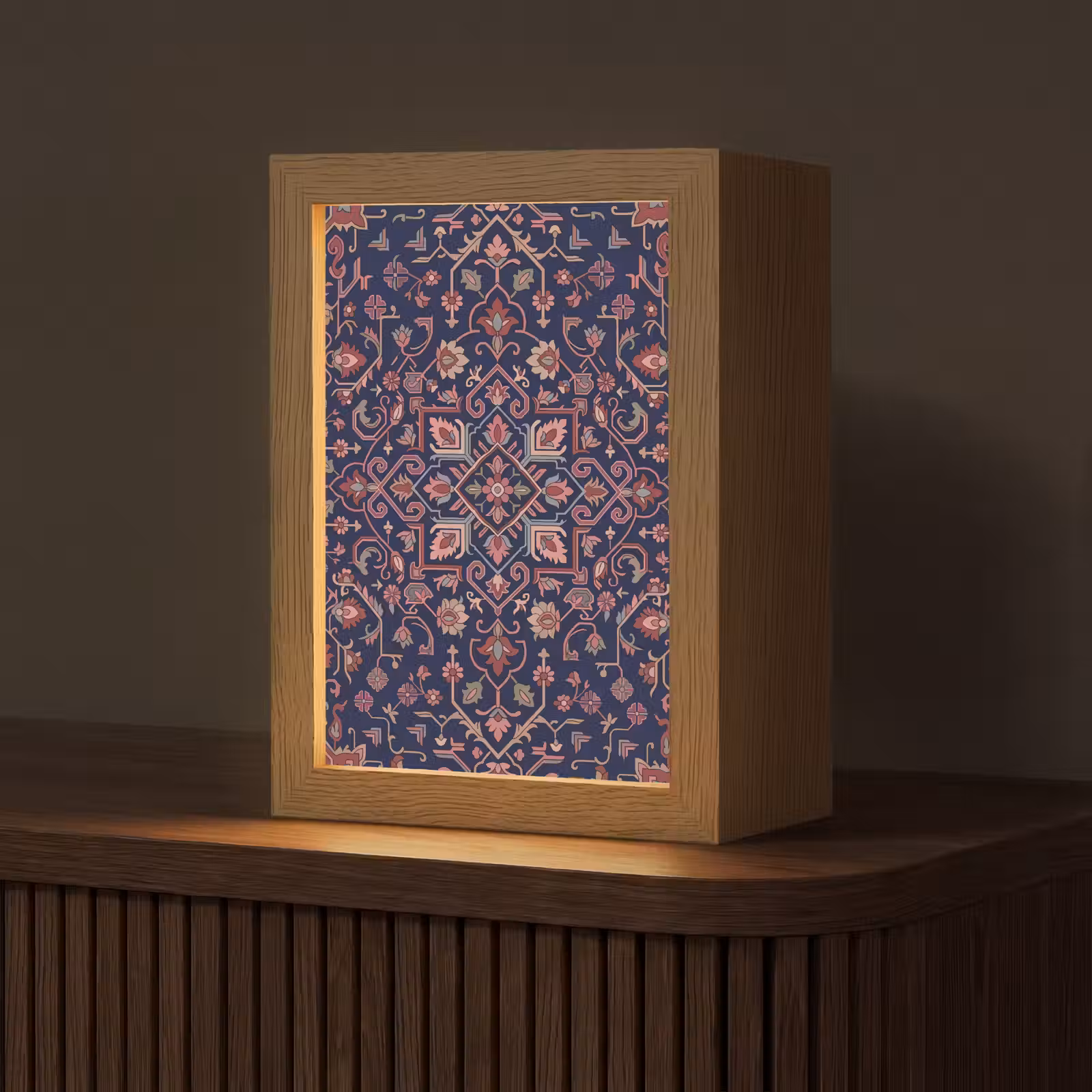 Gepersonaliseerd Lightbox - Patroon - Oosters - Floraal - Blauw - Klassiek — 1