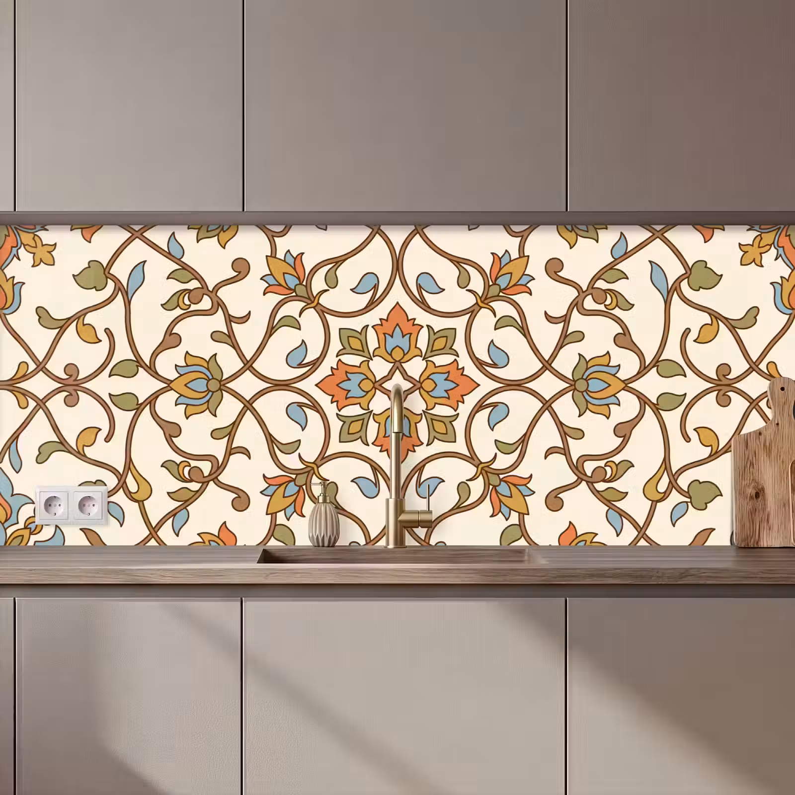 Keuken achterwand - Patroon - Bloemen - Ornament - Kleurrijk — 1