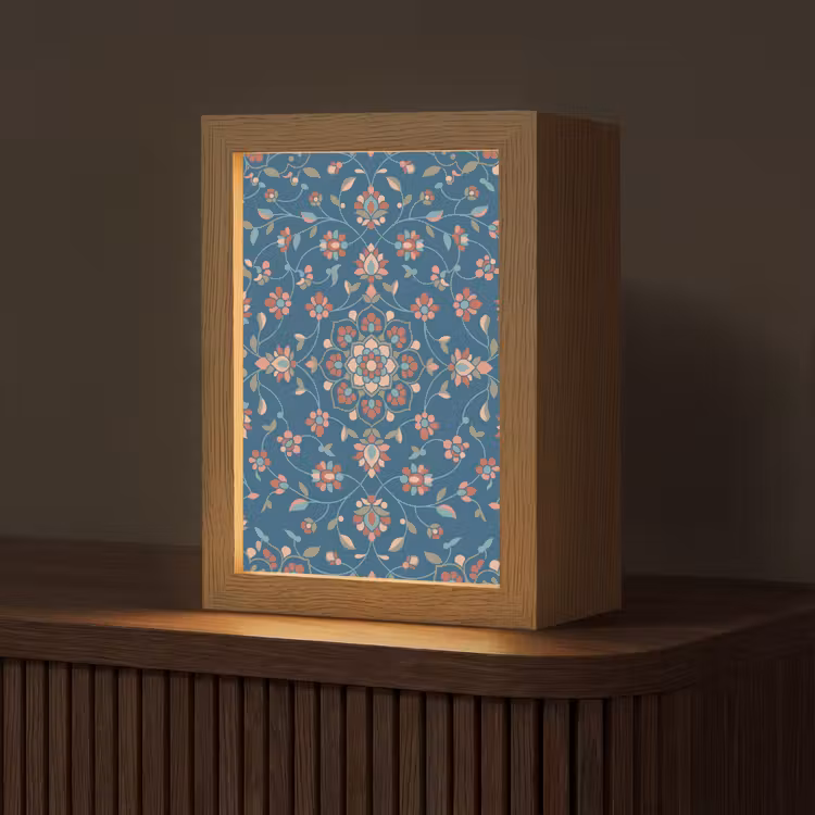 Gepersonaliseerd Lightbox - Bloemen - Patroon - Natuur - Ornament - Blauw — 1