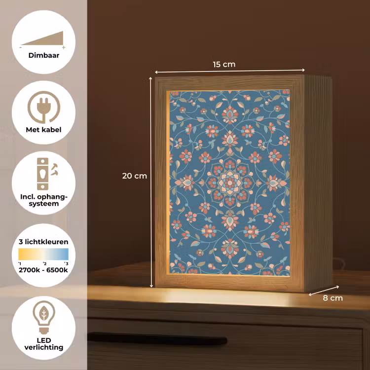 Gepersonaliseerd Lightbox - Bloemen - Patroon - Natuur - Ornament - Blauw — 7