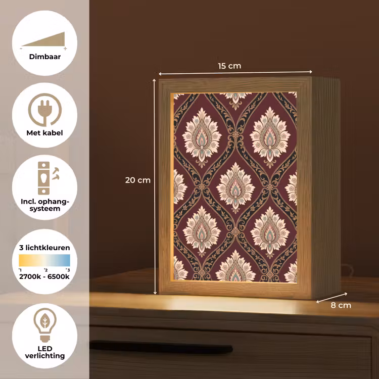 Gepersonaliseerd Lightbox - Patroon - Bloemmotief - Decoratie - Klassiek - Rood — 7