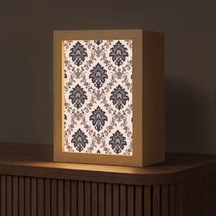 Gepersonaliseerd Lightbox - Patroon - Floraal - Klassiek - Beige-blauw — 1