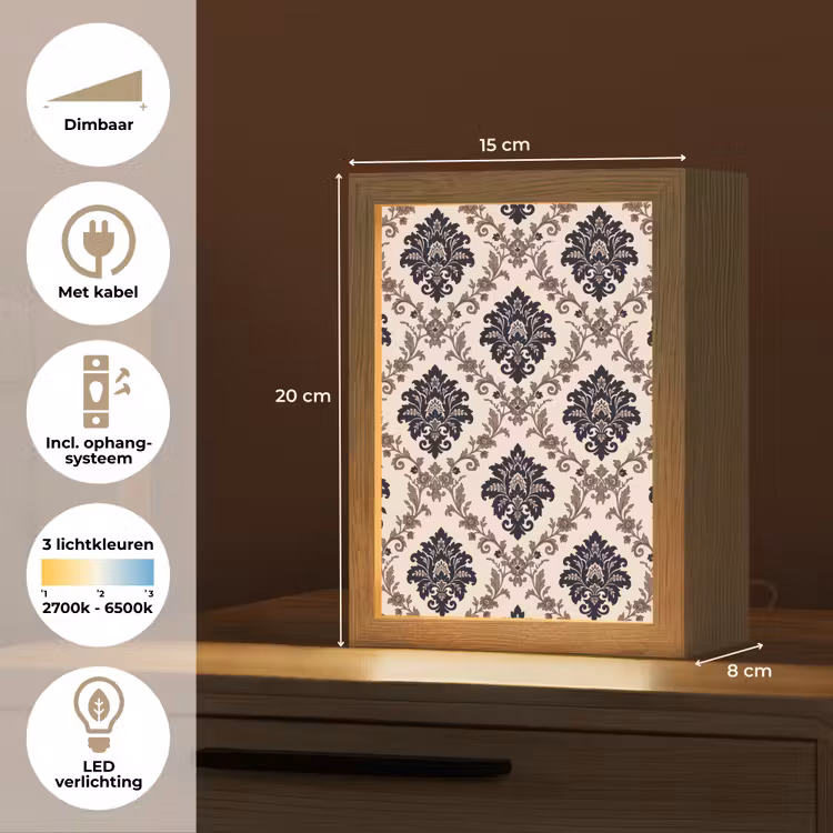 Gepersonaliseerd Lightbox - Patroon - Floraal - Klassiek - Beige-blauw — 7