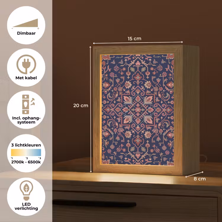 Gepersonaliseerd Lightbox - Patroon - Oosters - Floraal - Blauw - Klassiek — 7