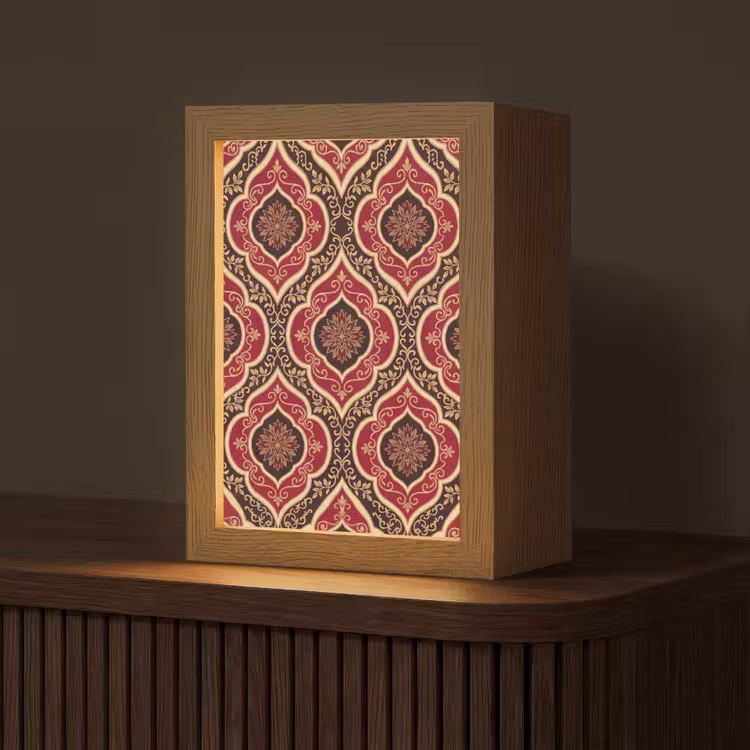 Gepersonaliseerd Lightbox - Patroon - Ornament - Barok - Rood - Goud — 1