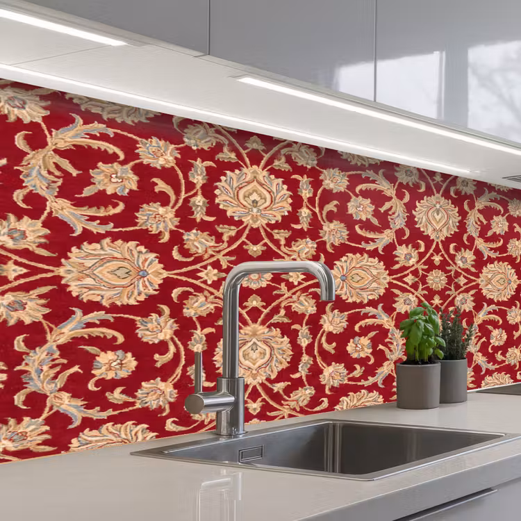 Keuken achterwand - Patroon - Bloem - Klassiek - Oosters - Rood — 2