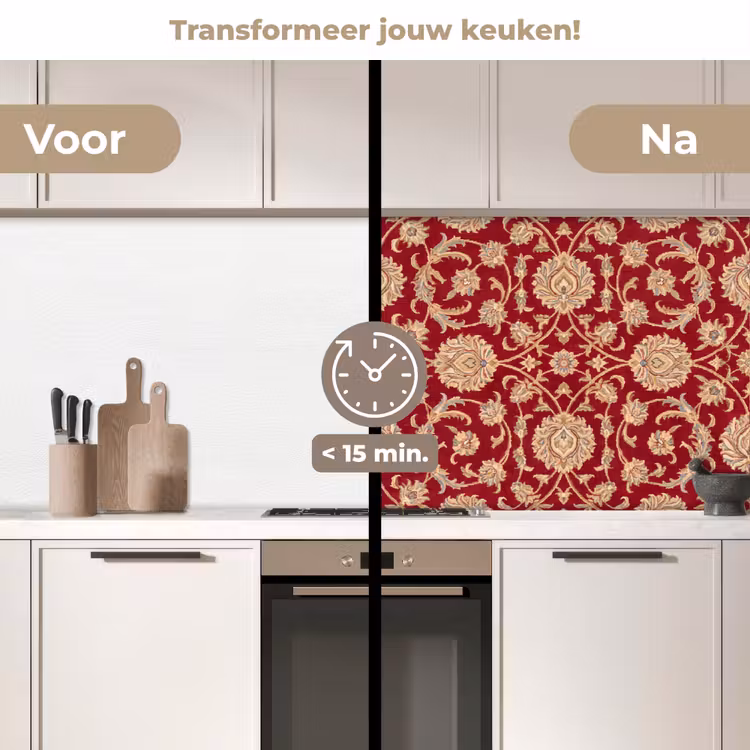 Keuken achterwand - Patroon - Bloem - Klassiek - Oosters - Rood — 3