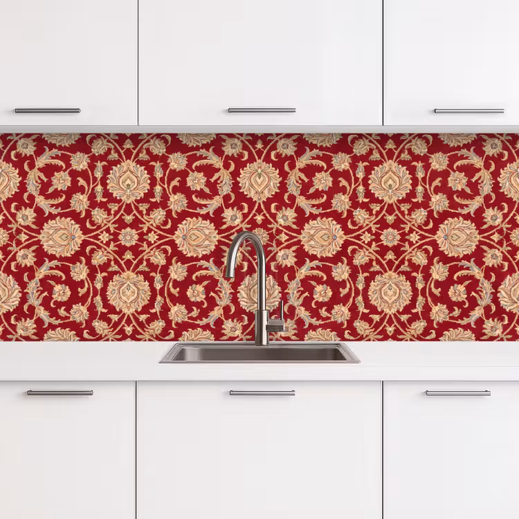 Keuken achterwand - Patroon - Bloem - Klassiek - Oosters - Rood — 4