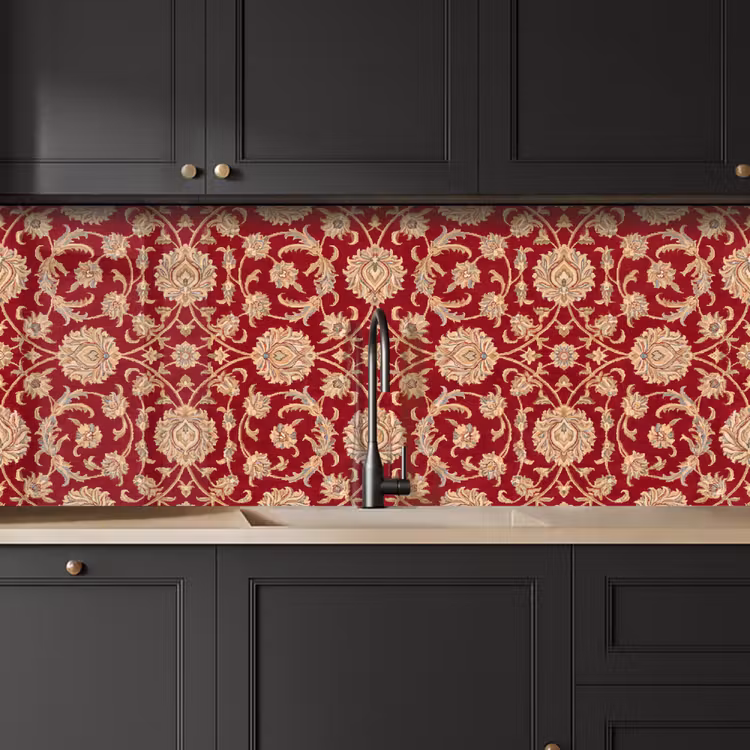 Keuken achterwand - Patroon - Bloem - Klassiek - Oosters - Rood — 6
