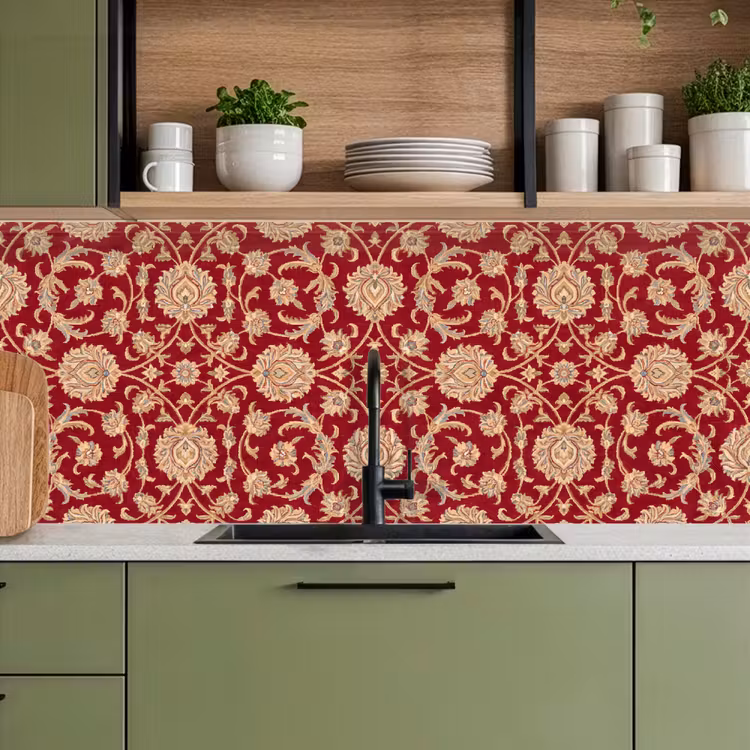 Keuken achterwand - Patroon - Bloem - Klassiek - Oosters - Rood — 8