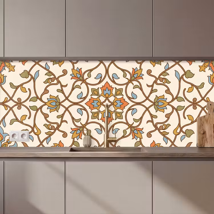 Keuken achterwand - Patroon - Bloemen - Ornament - Kleurrijk — 1