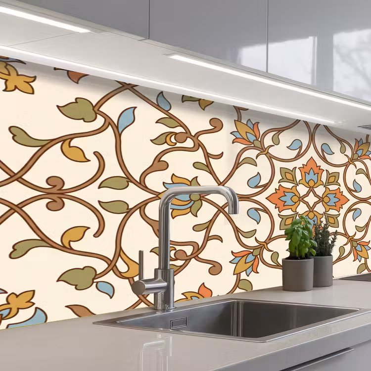 Keuken achterwand - Patroon - Bloemen - Ornament - Kleurrijk — 2