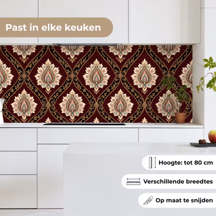 Keuken achterwand - Patroon - Bloemmotief - Decoratie - Klassiek - Rood — 7