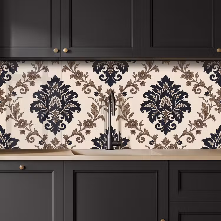 Keuken achterwand - Patroon - Floraal - Klassiek - Beige-blauw — 6