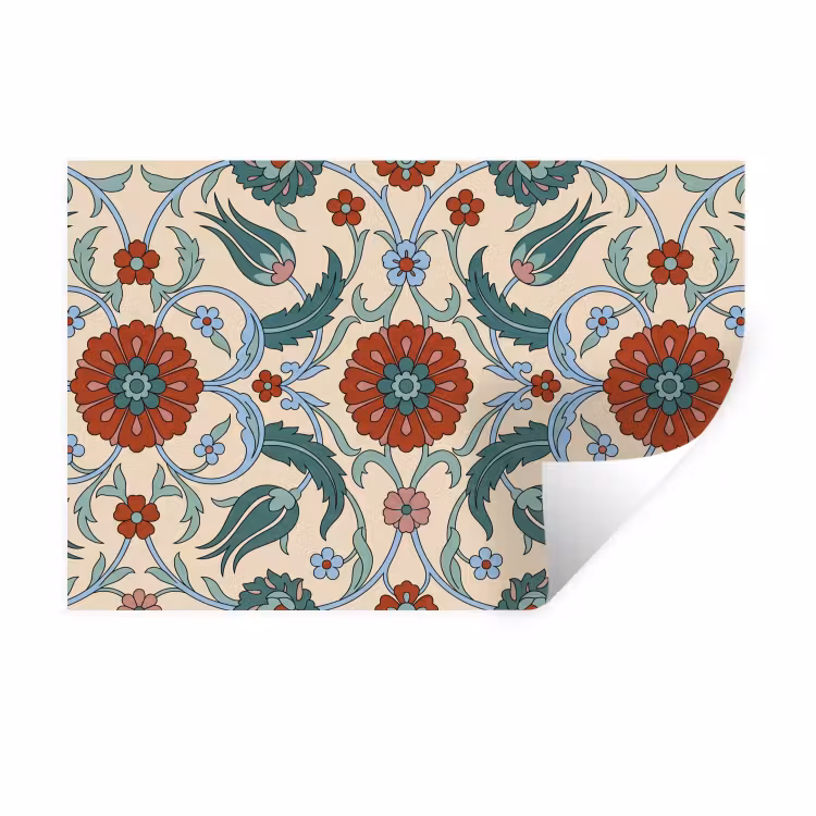 Muursticker - Bloemen - Patroon - Klassiek - Decoratie - Kleurrijk — 1